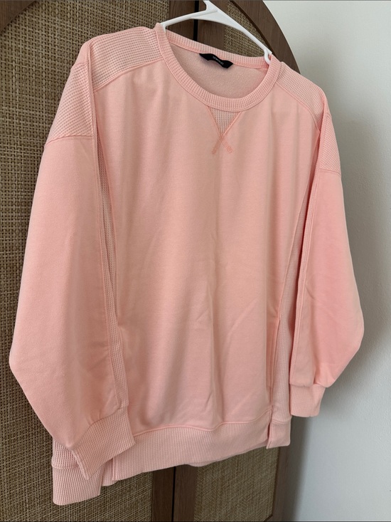 Dokotoo Tops - Dokotoo Pale Salmon Pink Waffle Knit Pocket Sweatshirt Pullover Size S